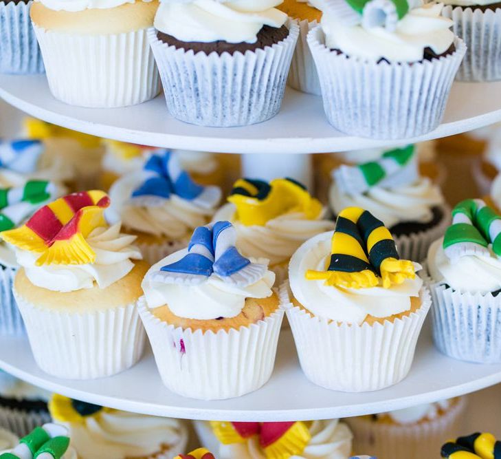 Harry Potter Cupcakes with House Scarf Decoration