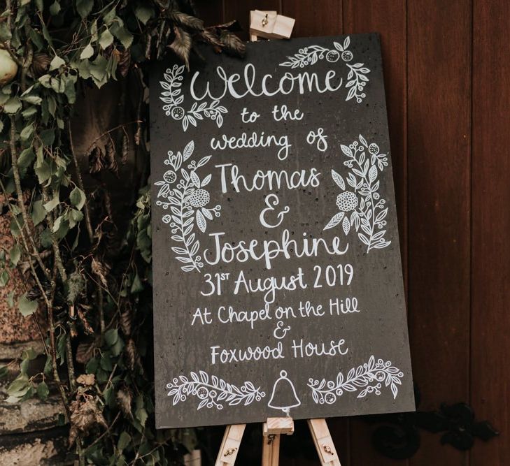 Chalkboard Wedding Signs at Wedding Ceremony Entrance