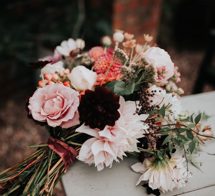 Pom Pom Dahlia and Cosmos Wedding Flowers