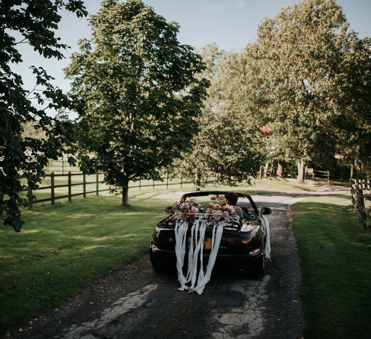 Wedding Car with Dahlia Flower Arrangement