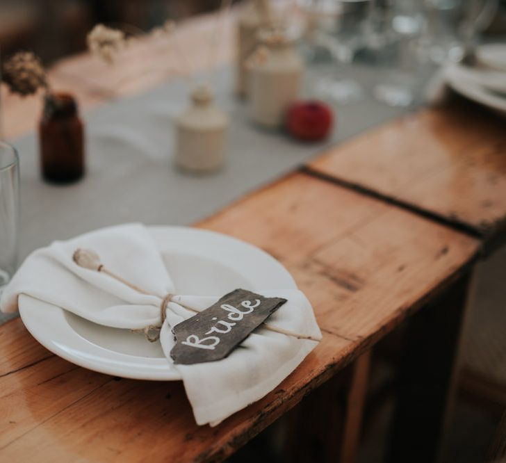 Chalkboard Wedding Signs for Place Settings at Summer Marquee Wedding