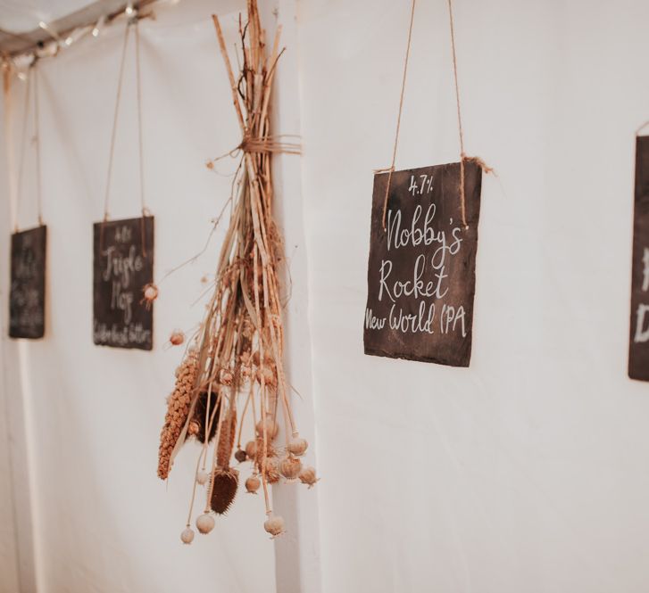 Chalkboard Wedding Signs at Late Summer Marquee Wedding