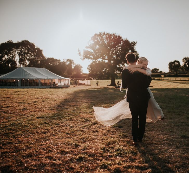 Bride and Groom at Marquee Wedding Reception