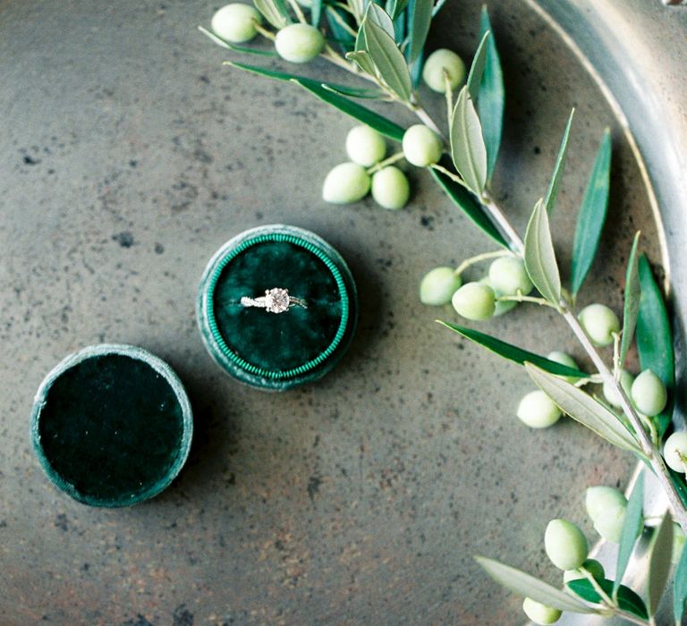 Diamond Engament Ring | Outdoor Wedding Ceremony Aisle &amp; Altar | Pastel Blue &amp; Green, Romantic, Destination Wedding at Corfu Luxury Villas, Planned by Rosmarin Weddings &amp; Events | Mikhail Balygin Fine Art Wedding Photographer