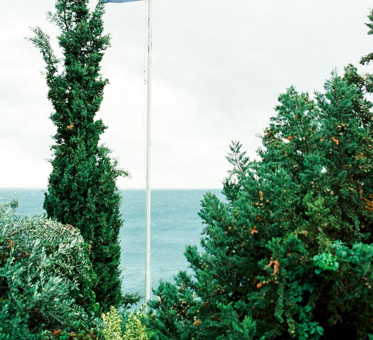 Greek Flag | Outdoor Wedding Ceremony Aisle &amp; Altar | Pastel Blue &amp; Green, Romantic, Destination Wedding at Corfu Luxury Villas, Planned by Rosmarin Weddings &amp; Events | Mikhail Balygin Fine Art Wedding Photographer