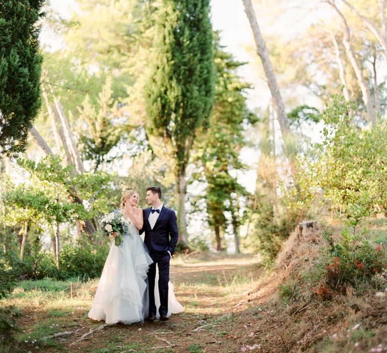 Bride in Coloured Hayley Paige Wedding Dress | Groom in Black Tie Suit | Pastel Blue &amp; Green, Romantic, Destination Wedding at Corfu Luxury Villas, Planned by Rosmarin Weddings &amp; Events | Mikhail Balygin Fine Art Wedding Photographer