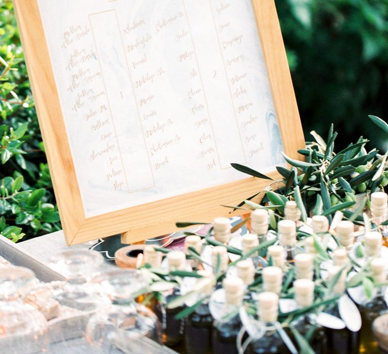 Framed Table Plan | Pastel Blue &amp; Green, Romantic, Destination Wedding at Corfu Luxury Villas, Planned by Rosmarin Weddings &amp; Events | Mikhail Balygin Fine Art Wedding Photographer