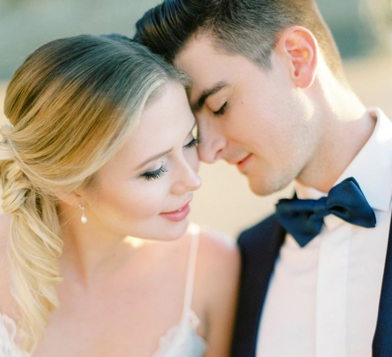 Bride in Coloured Hayley Paige Wedding Dress | Groom in Black Tie Suit | Pastel Blue &amp; Green, Romantic, Destination Wedding at Corfu Luxury Villas, Planned by Rosmarin Weddings &amp; Events | Mikhail Balygin Fine Art Wedding Photographer