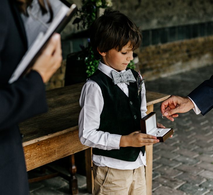 Little Boy Ring Bearer in Floral Bow Tie