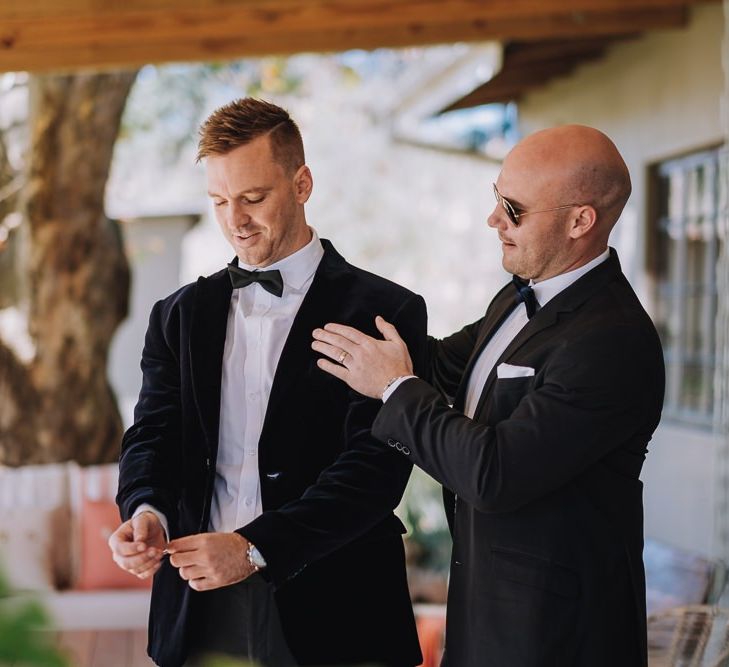 Groom and Groomsmen In Black Tuxedo For Wedding