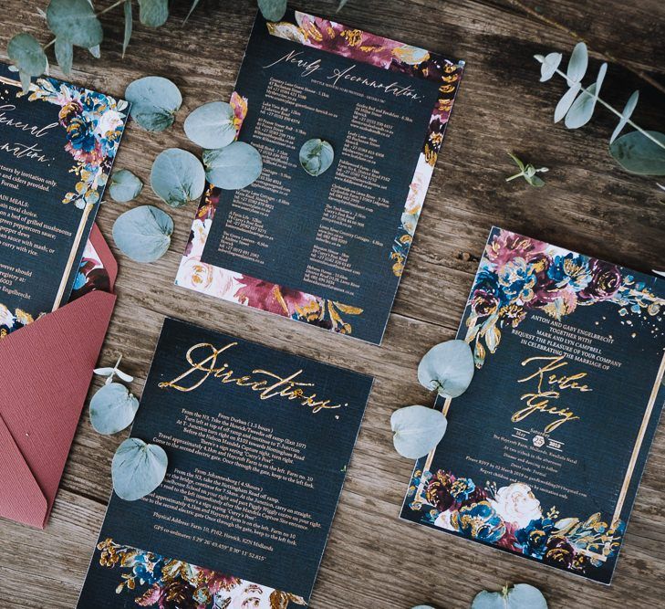 Opulent Wedding Stationery In Moody Colours For South African Wedding