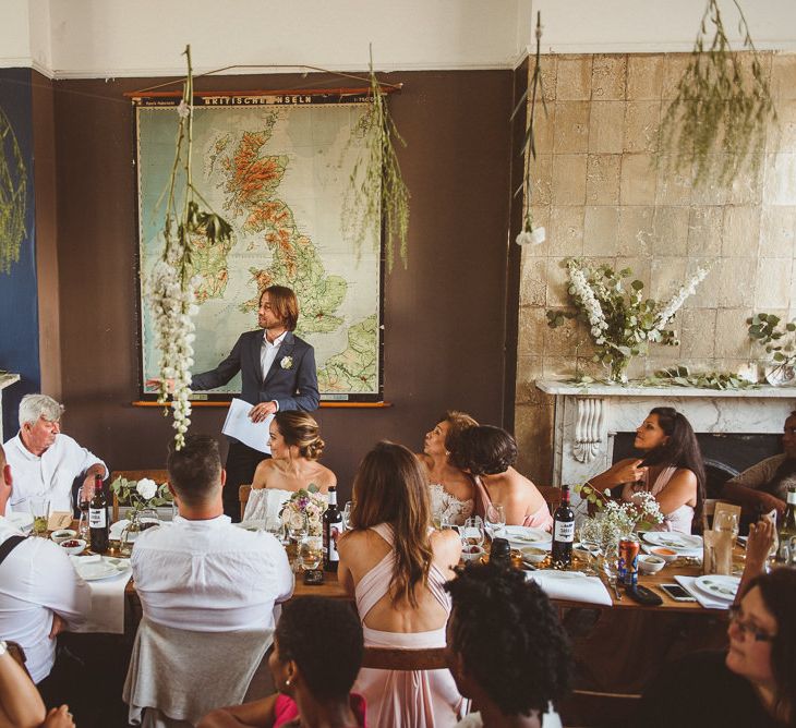 Hanging Flowers and Foliage Reception Decor