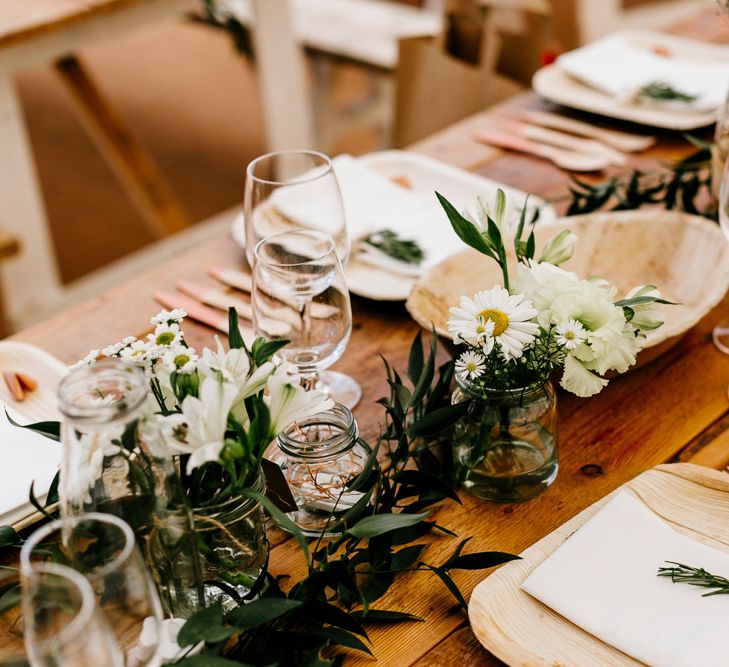 Biodegradable Dinner Wear For Wedding // Bride In Floral Dress By Stephanie Allin Festival Wedding With Food Trucks &amp; Outdoor Ceremony With Geo Dome Tent Baya Hire Epic Love Story Photography