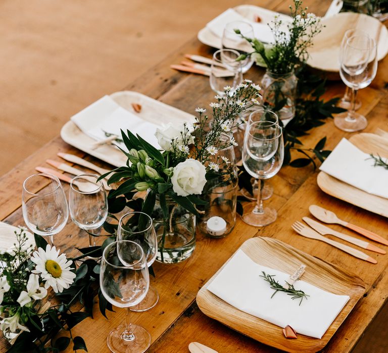 Biodegradable Dinner Wear For Wedding // Bride In Floral Dress By Stephanie Allin Festival Wedding With Food Trucks &amp; Outdoor Ceremony With Geo Dome Tent Baya Hire Epic Love Story Photography