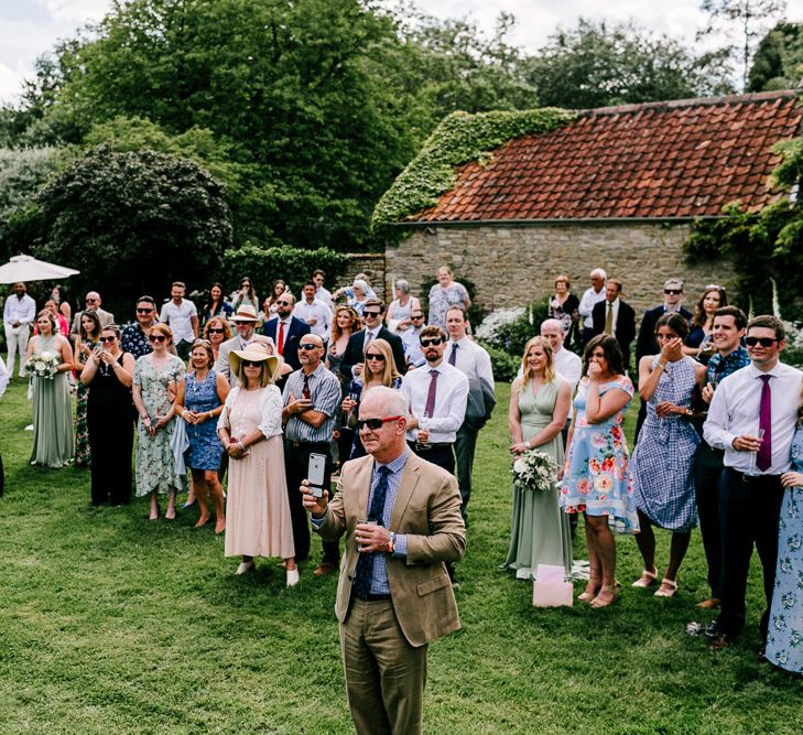 Bride In Floral Dress By Stephanie Allin Festival Wedding With Food Trucks &amp; Outdoor Ceremony With Geo Dome Tent Baya Hire Epic Love Story Photography