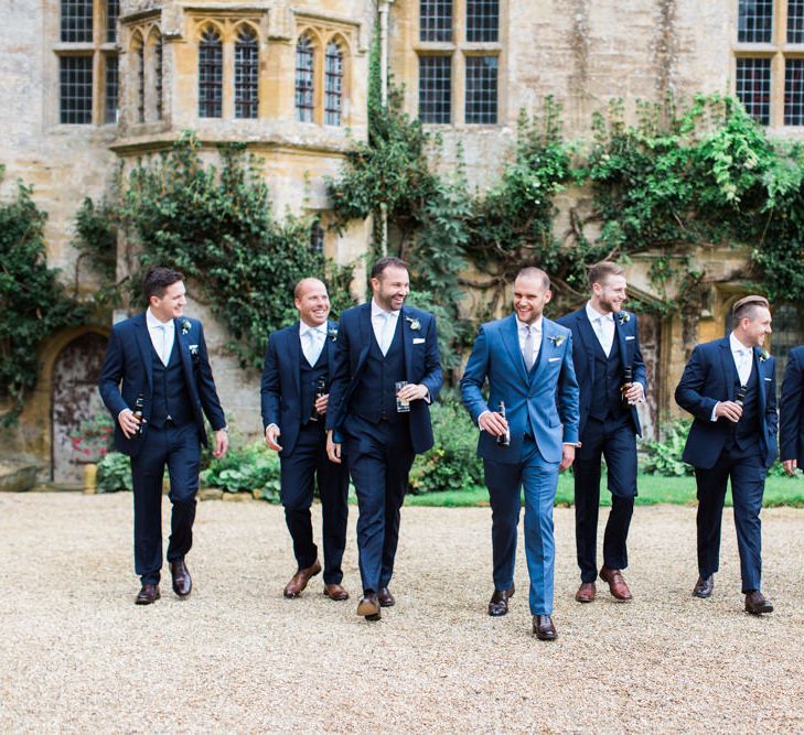 Groomsmen in Navy Blue Wedding Suits