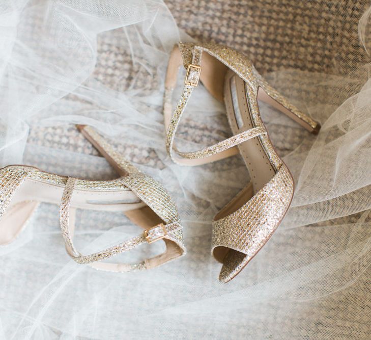 Gold Kurt Geiger Peep Toe Bridal Shoes