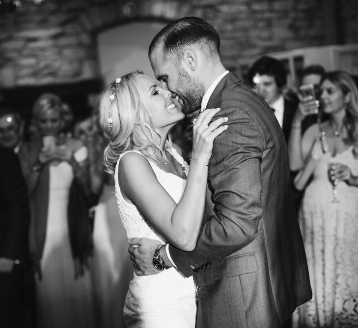 First Dance with Bride in St Patrick La Sposa Wedding Dress and Groom in Blue Reiss Suit