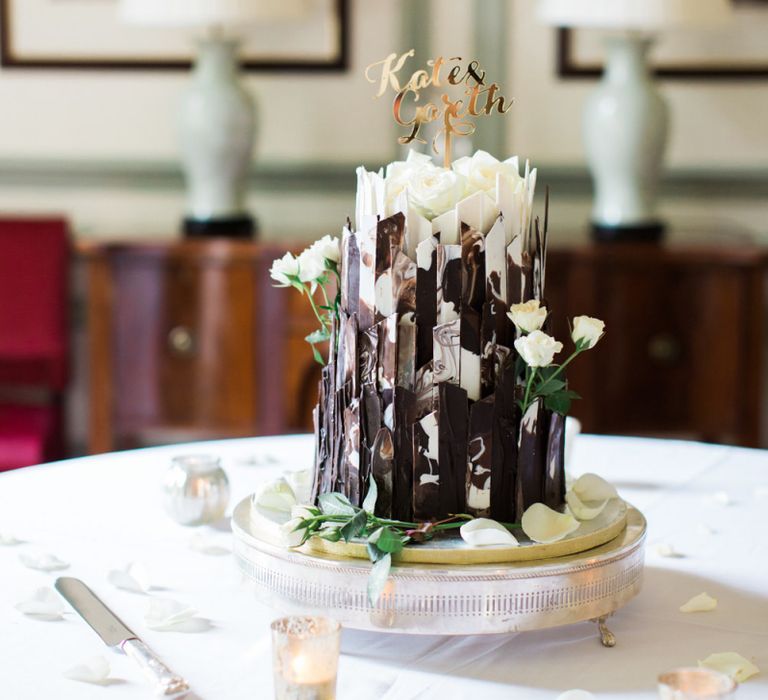 White and Dark Chocolate Shard Wedding Cake