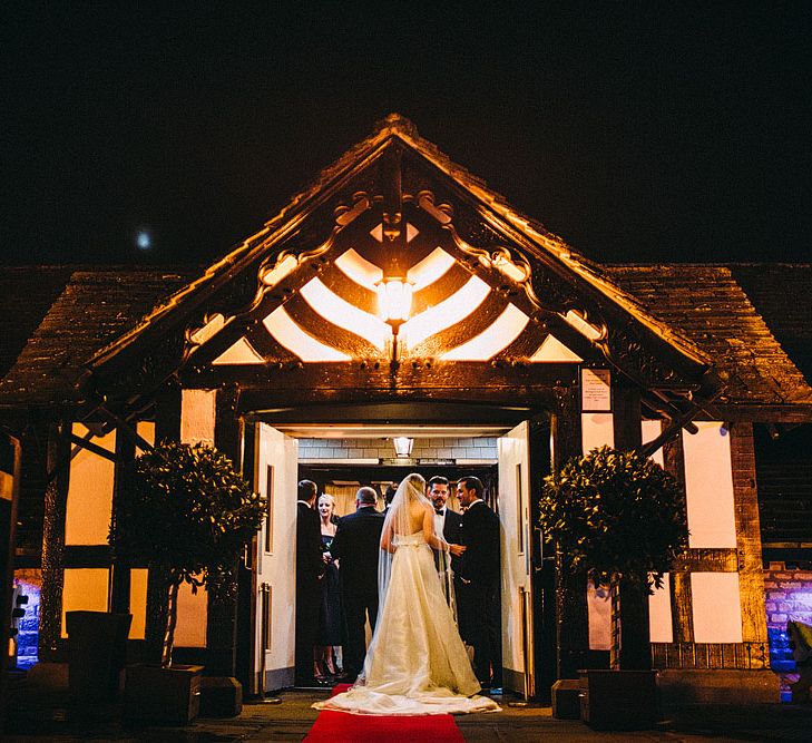 Bride in Caroline Castigliano Gown | Botanical Black Tie Wedding at Rivington Hall Barn with Acrylic Candelabras &amp; Louis Ghost Chairs | Lawson Photography | Ever After Videos