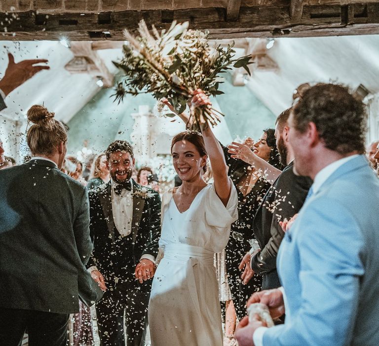 Confetti shot at luxury French country manor