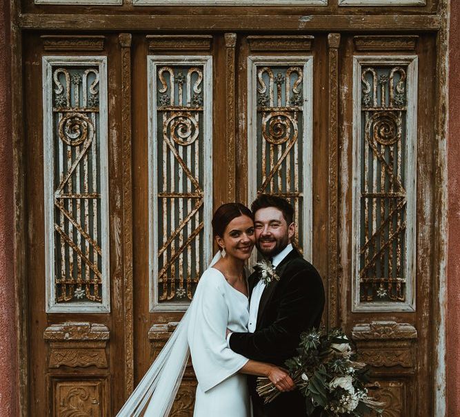 Bride and embrace at Le Petit Chateau in Northumberland