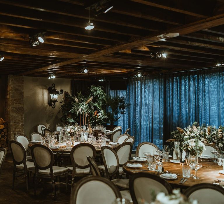 Winter reception with cosy styling and foliage