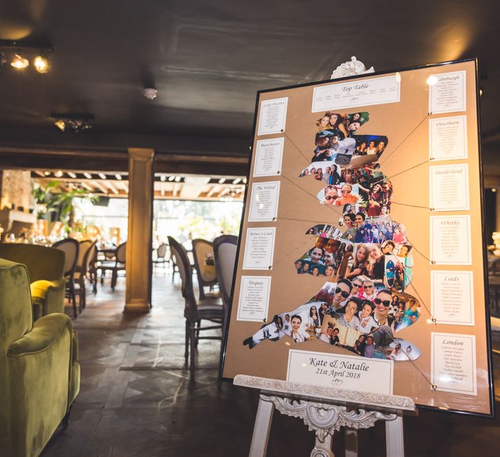 Map Of UK Table Plan For Wedding // Le Petit Chateau Northumberland Wedding Venue For Fun Wedding With Two Brides And Images From Willo Photography