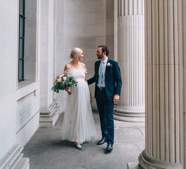 Bride and groom at July 2020 wedding by Miss Gen