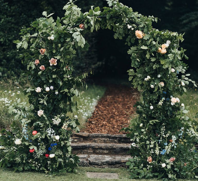 Foliage and Flower Arch in the Garden