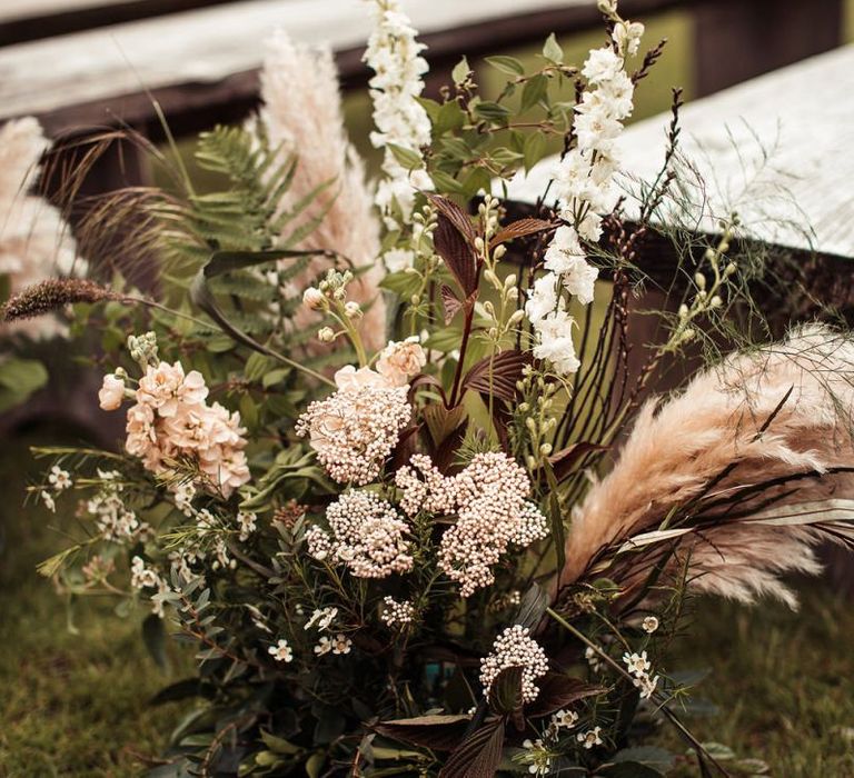 Wedding Flowers For Aisle At Outdoor Ceremony