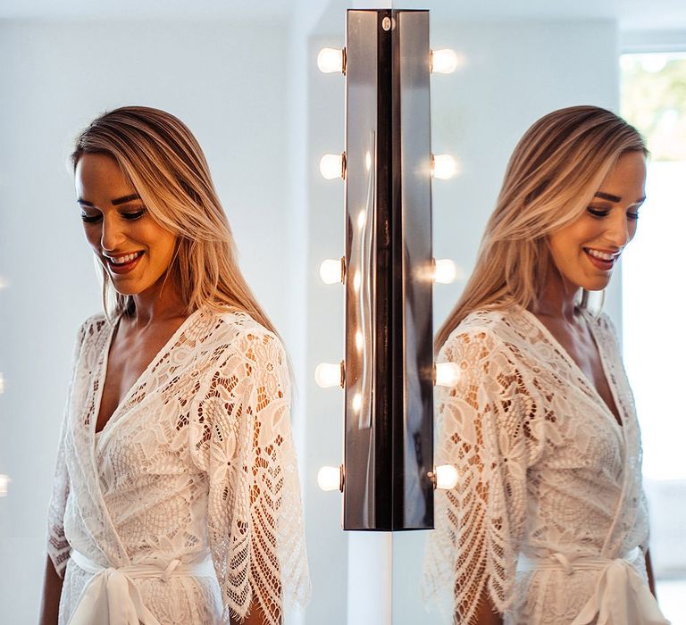 Bride In Lace Getting Ready Robe