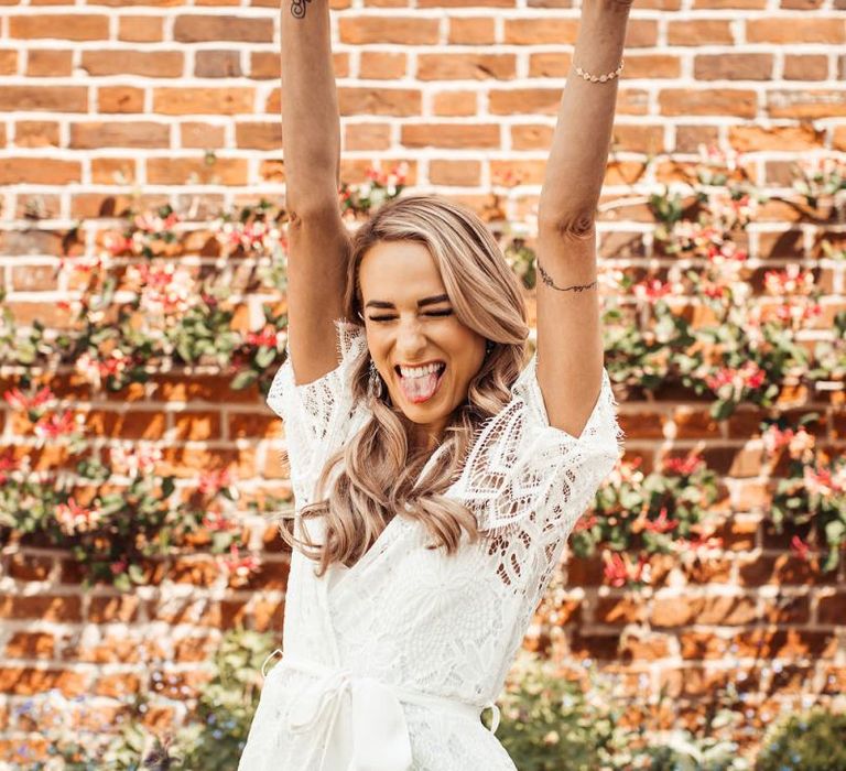 Bride Celebrates During Getting Ready