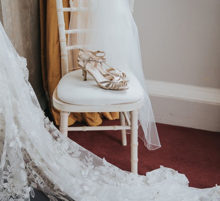 Bridal Shoes Strap Sandals With Lace Dress