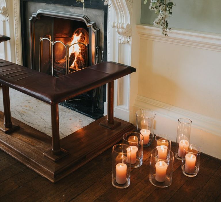 Fire and Candles For Winter Wedding at Oxfordshire Wedding Venue