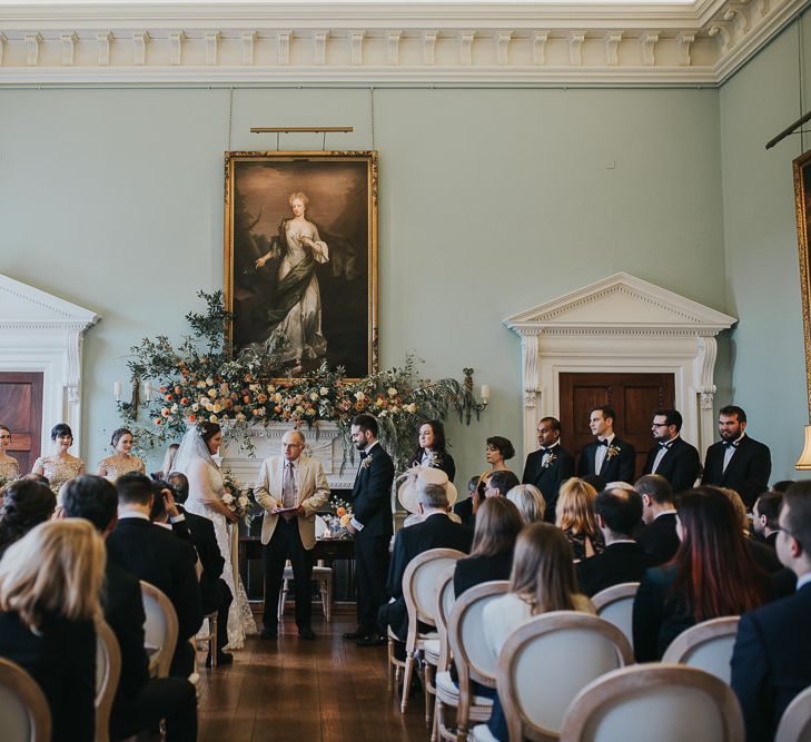 Bride And Groom At Altar For Winter Wedding