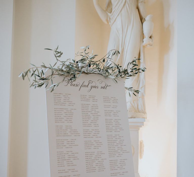 Wedding Sign For Table Seating Plan With Foliage Decor