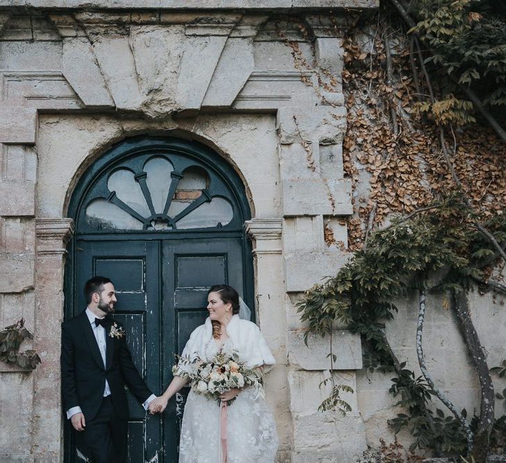 Bride And Groom Portrait Outside Oxfordshire Wedding Venue