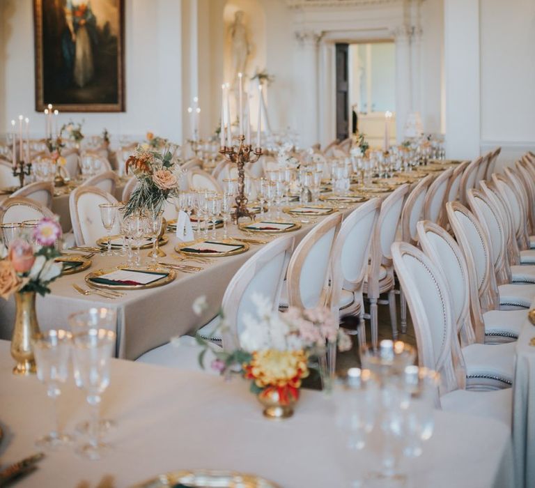 Wedding Venue Table Set Up For Reception at Kirtlington Park Wedding Venue