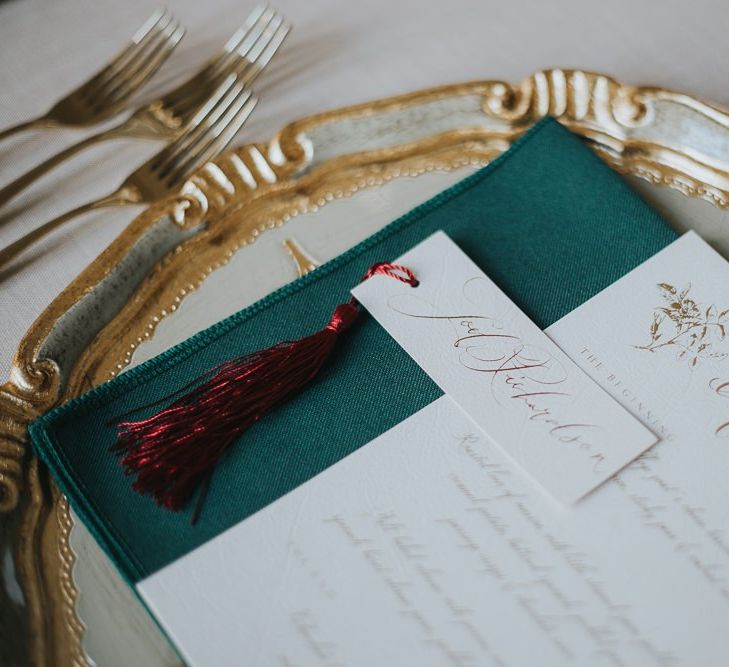 Wedding Stationery Place Setting With Tassle Name Tags