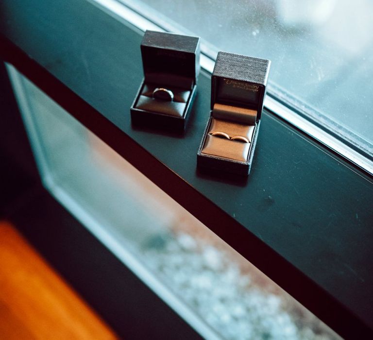 Wedding rings on a window sill