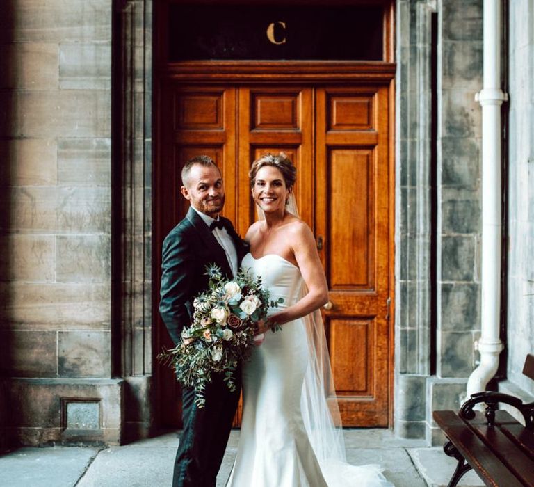 Bride and groom portrait by Northern Aye Photography at Edinburgh elopement