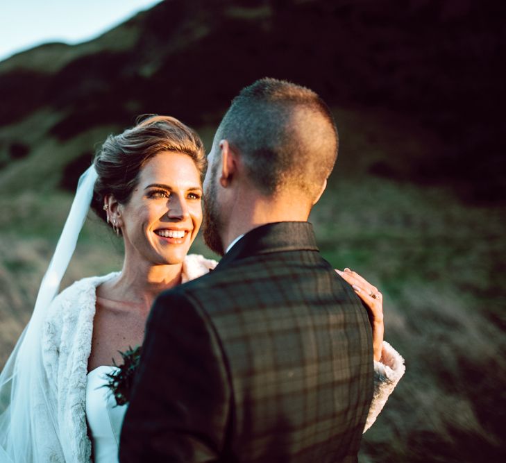 Beautiful bride at Edinburgh elopement