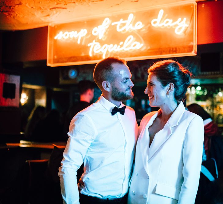 Neon bar sign for stylish Edinburgh elopement