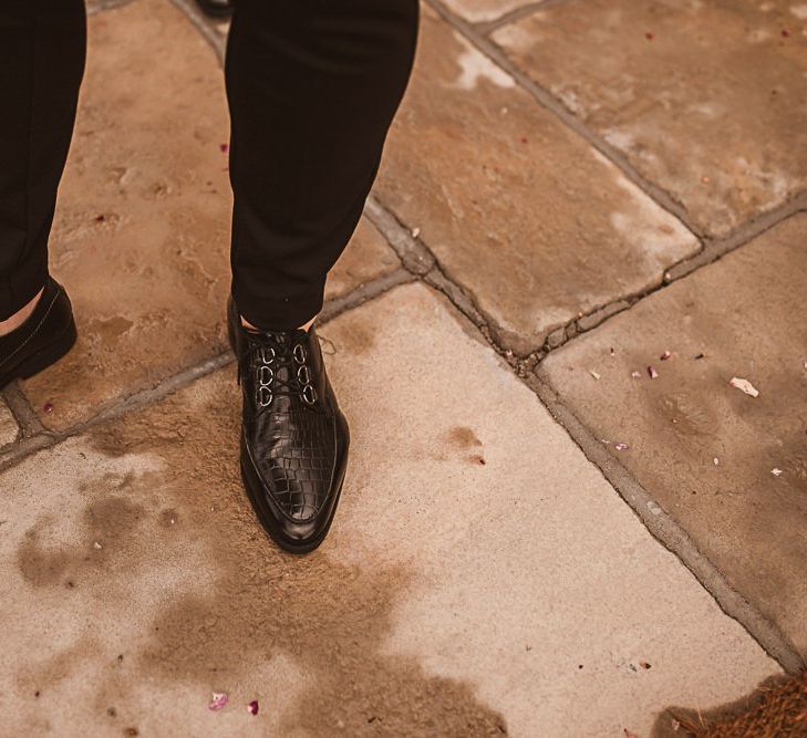 Groom in Winkle Picker Shoes with Croc Effect