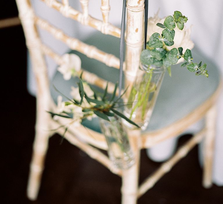 Floral Chair Back Decor | Elegant White, Green &amp; Gold Wedding with Succulent &amp; Foliage Decor at ICA in London City | Kylee Yee Fine Art Photography