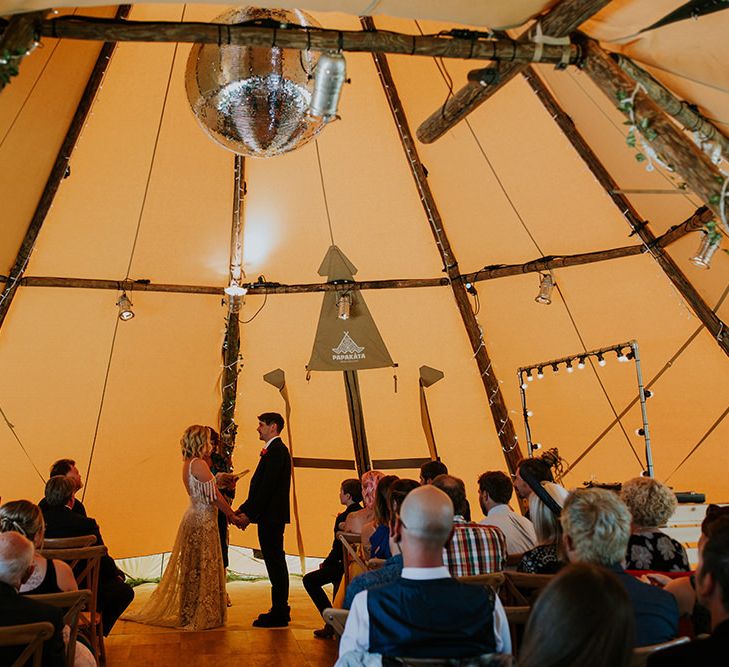 PapaKata wedding ceremony with glitter ball