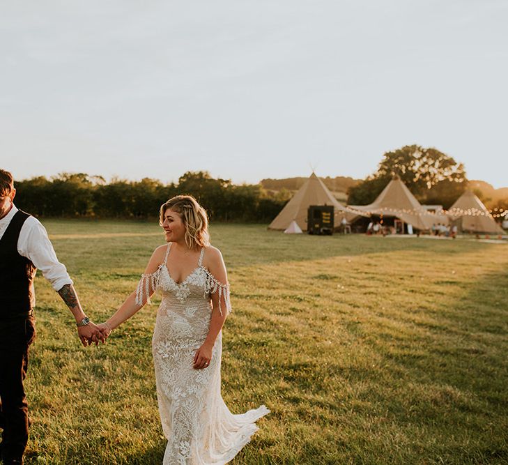 Grace Loves Lace Wedding Dress at farm wedding