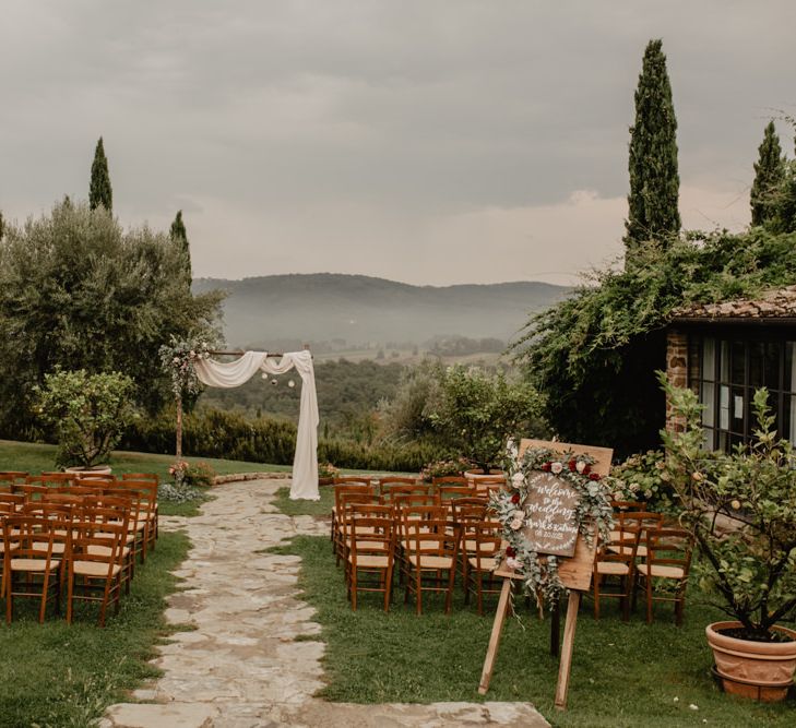 Outdoor Wedding Ceremony Set Up in Tuscany