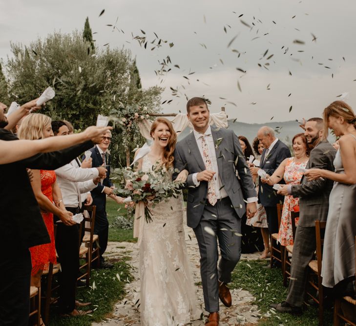 Bride and Groom Just Married Confetti Moment